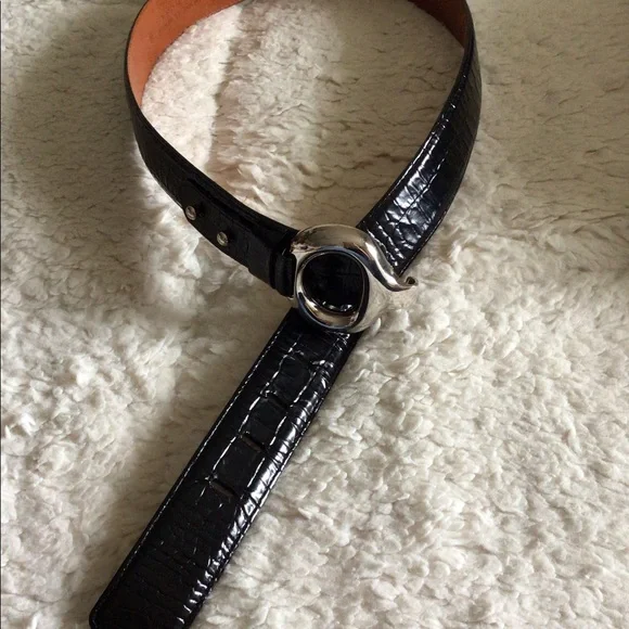 Brian Toohey Exotic Leather Croc Embossed Belt in Black display picture 1